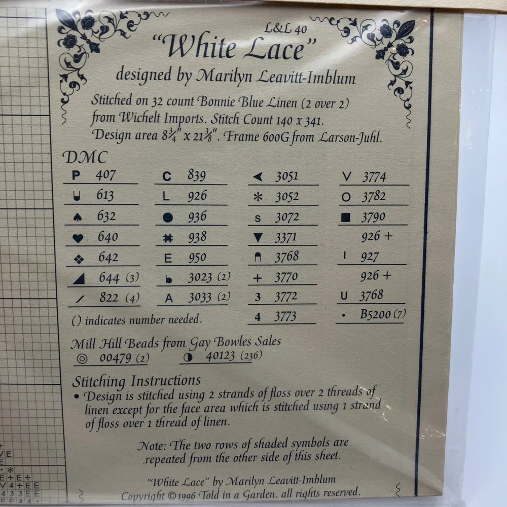 Lavender‎ & Lace Victorian Designs Cross Stitch Patterns I Thee Wed White Lace